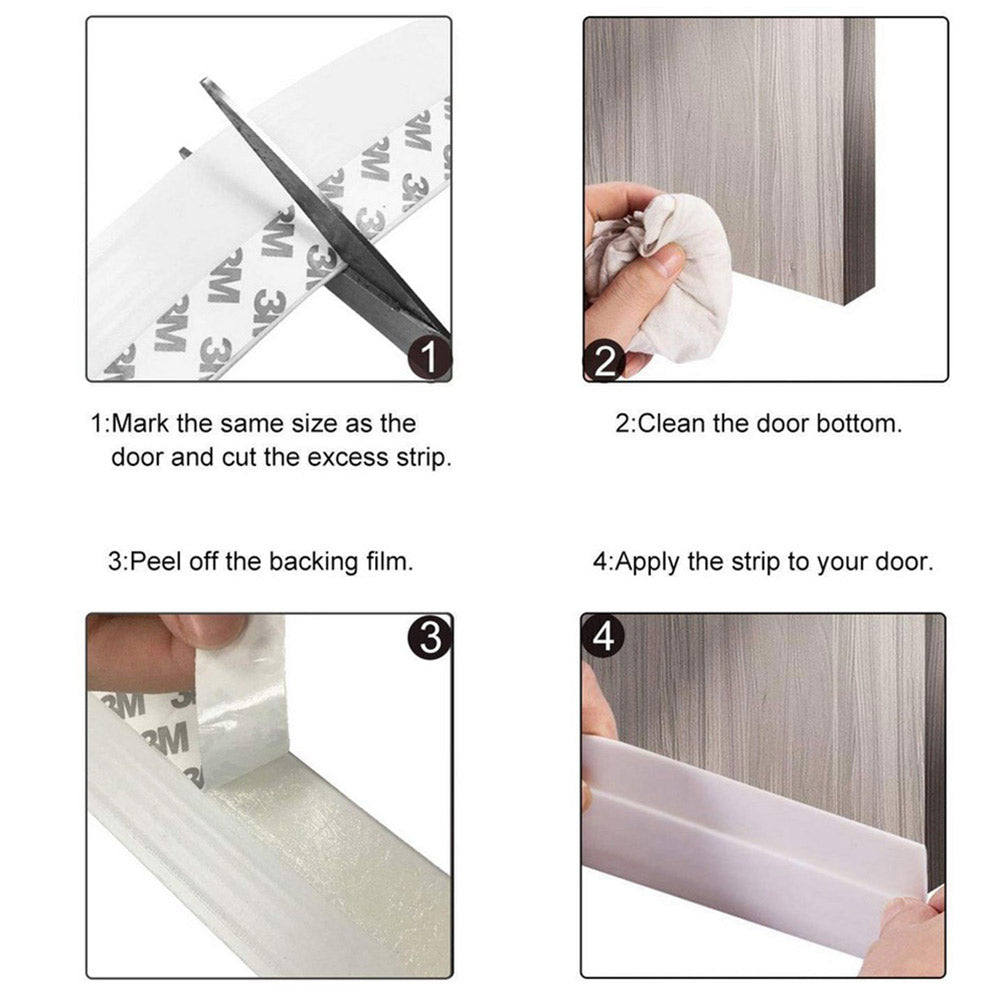 4 Rollers 25mmx1m Home Decor Draft Strips Door Draft Stopper Under Door Seal for Soundproof - Transparent