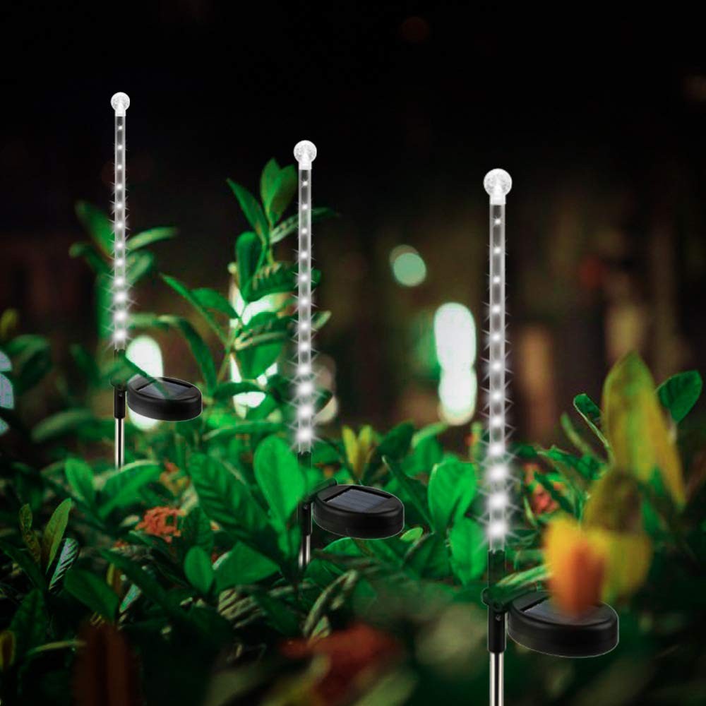 4 X 25 LED Fairy Falling Rain Waterproof Solar Powered Ground Lights White