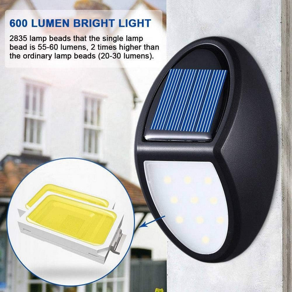 2 Pack 10 LED Waterproof Solar Power Wall Lights