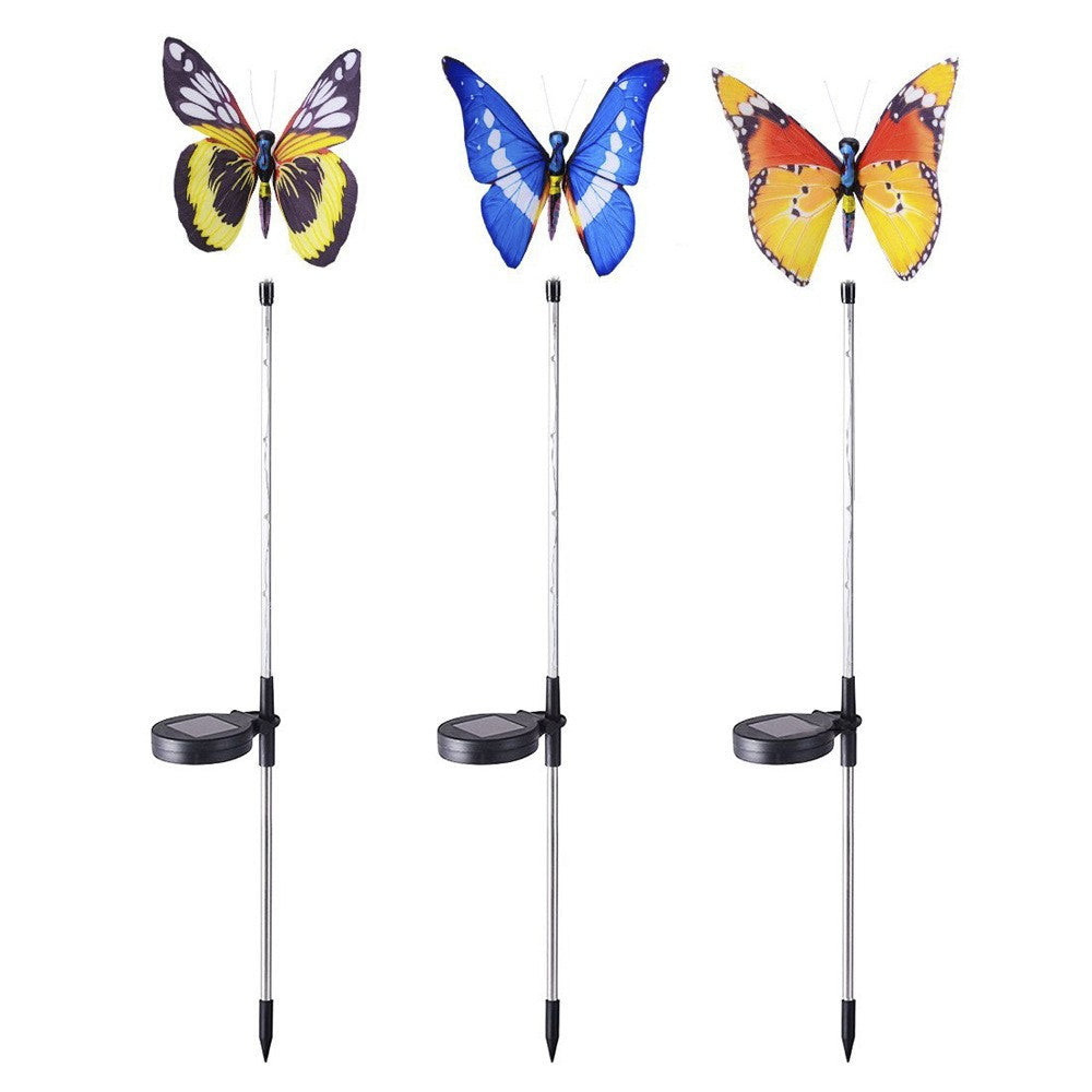 3 Pack Colour Changing 5 LED Butterflies Solar Landscape Lights