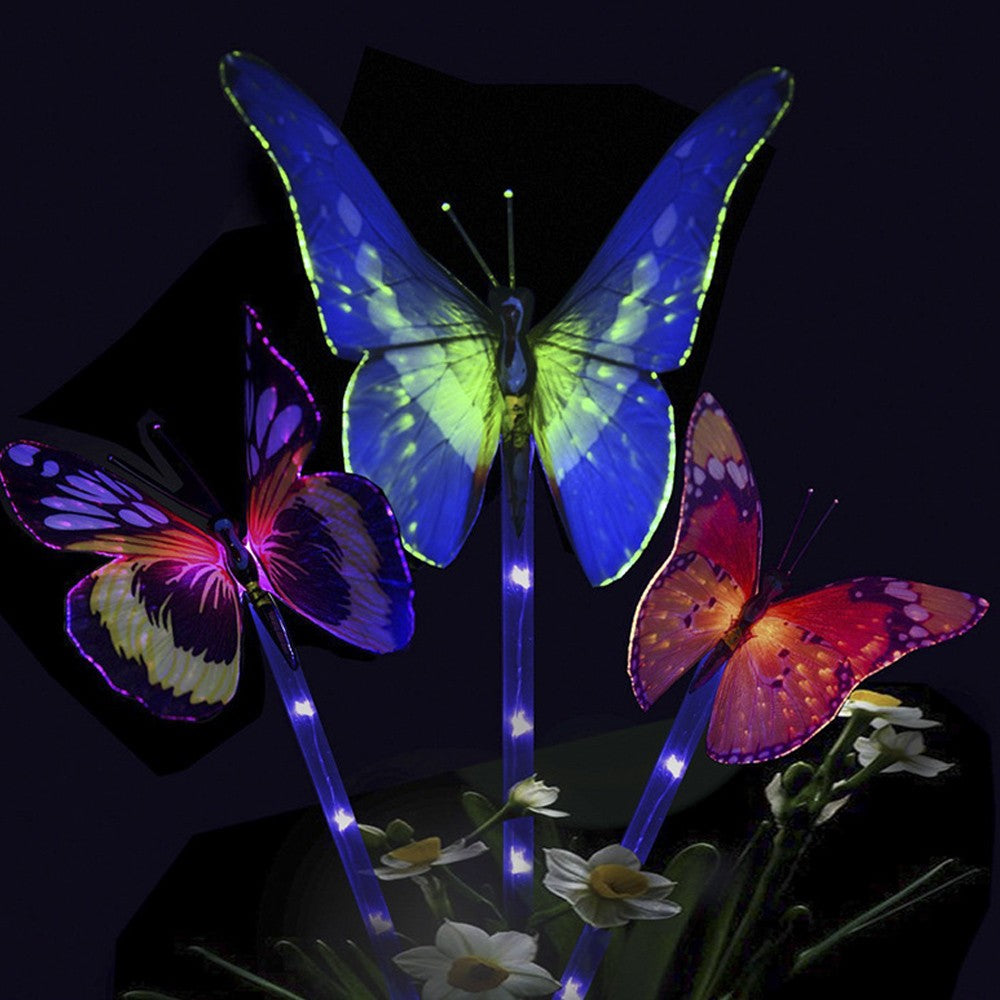3 Pack Colour Changing 5 LED Butterflies Solar Landscape Lights