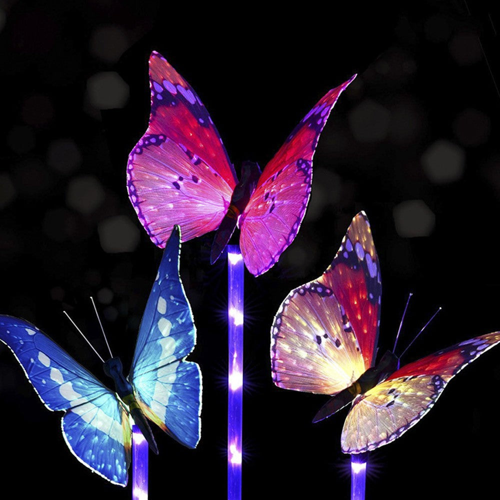 3 Pack Colour Changing 5 LED Butterflies Solar Landscape Lights