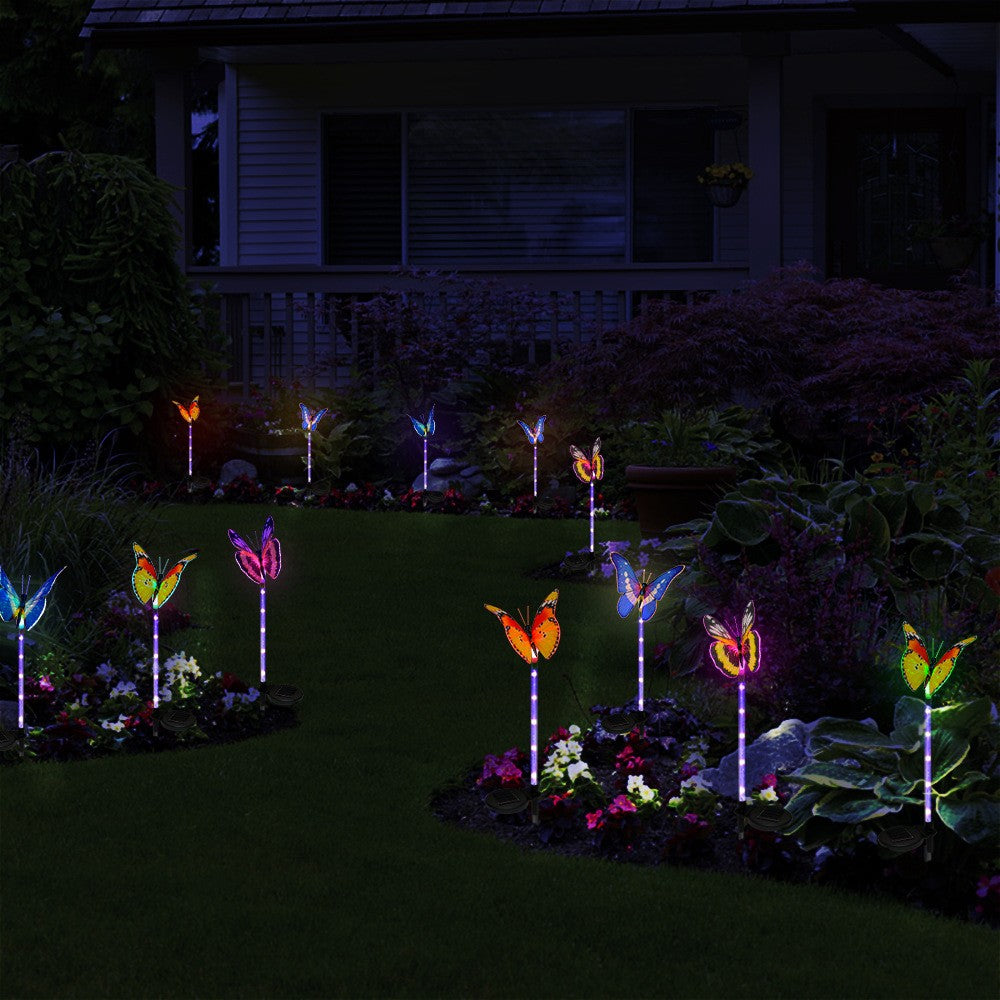 3 Pack Colour Changing 5 LED Butterflies Solar Landscape Lights