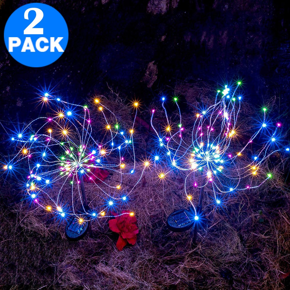 2 X DIY Solar Powered LED Garden Decorative Lights Multicolour