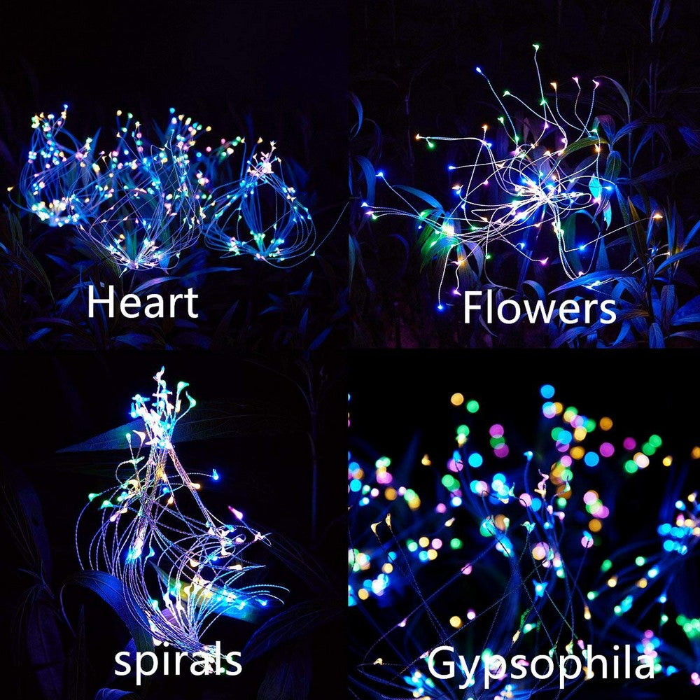 2 X DIY Solar Powered LED Garden Decorative Lights Multicolour