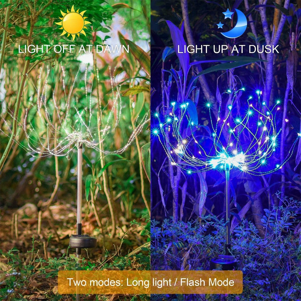 2 X DIY Solar Powered LED Garden Decorative Lights Multicolour