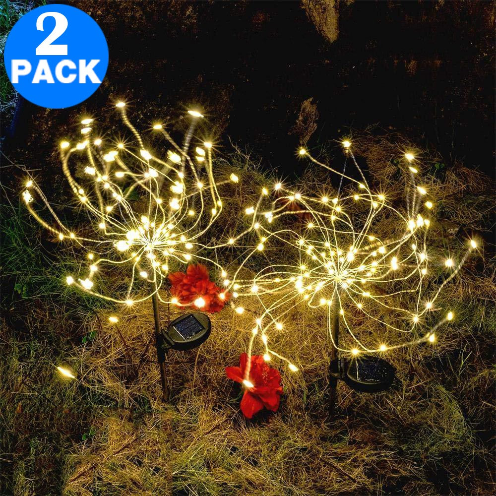 2 X DIY Solar Powered LED Garden Decorative Lights Warm White