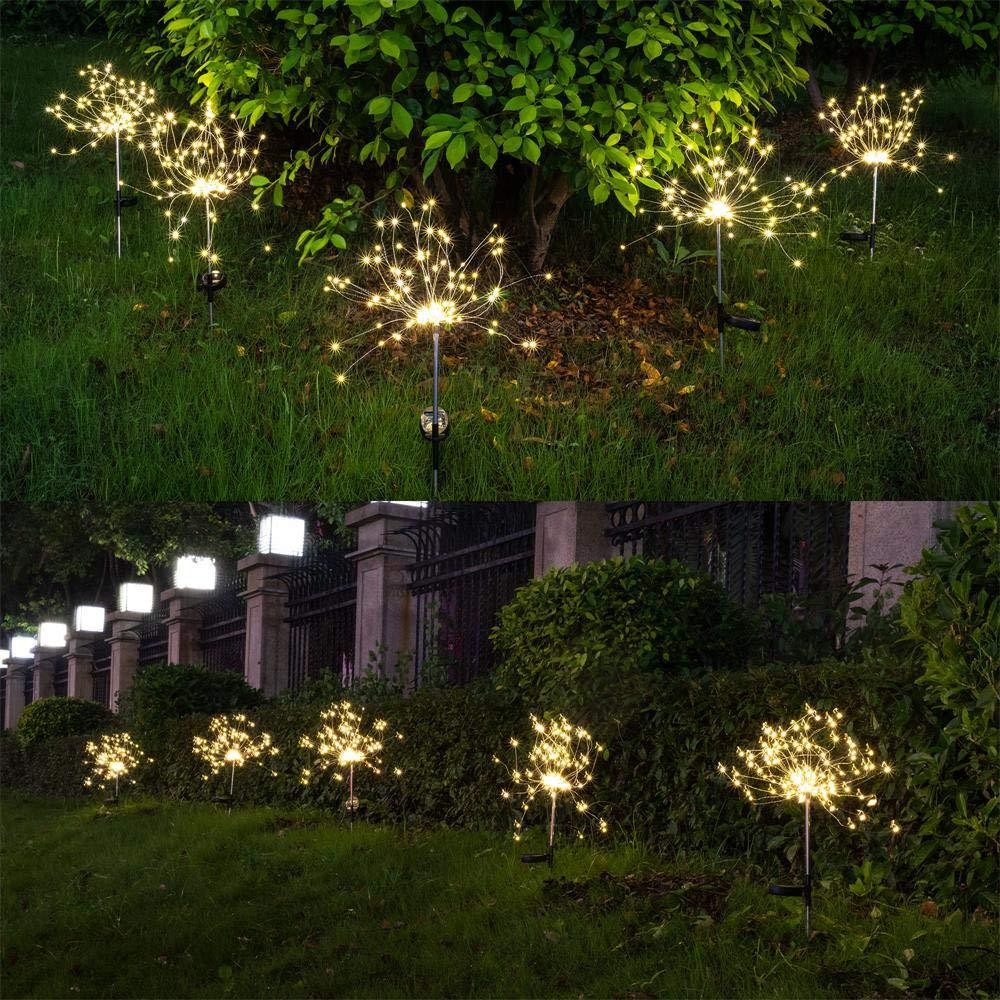 2 X DIY Solar Powered LED Garden Decorative Lights Warm White