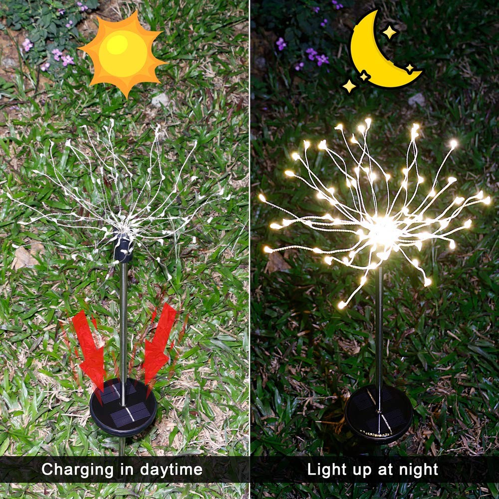 2 X DIY Solar Powered LED Garden Decorative Lights Warm White