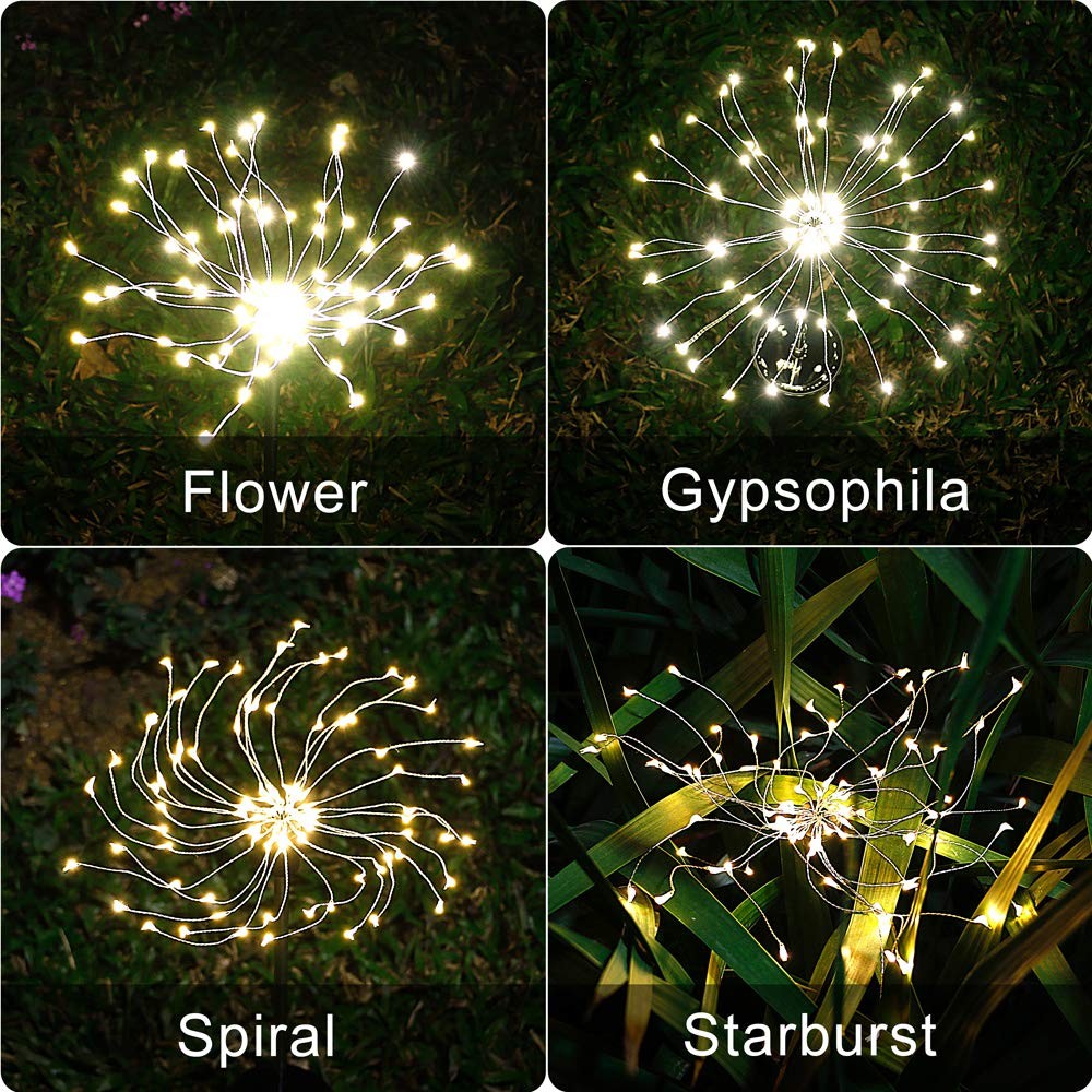 2 X DIY Solar Powered LED Garden Decorative Lights Warm White