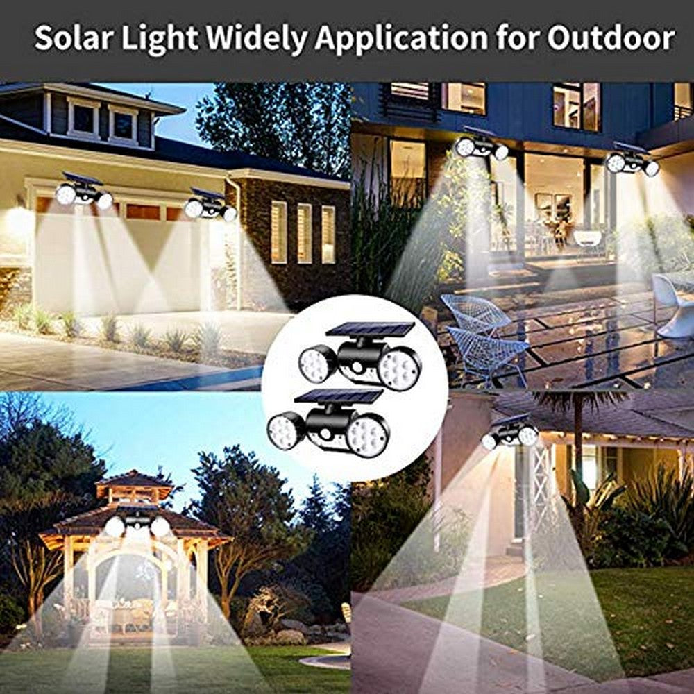 2 X 30 LED Dual Heads Motion Sensor Solar Powered Lights Wall Lights