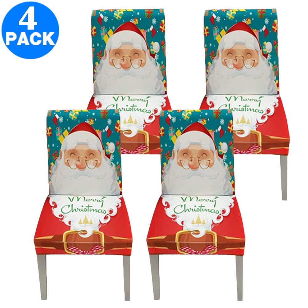 4 X Christmas Stretch Removable Washable Dining Chair Covers Seat Slipcovers Style 1