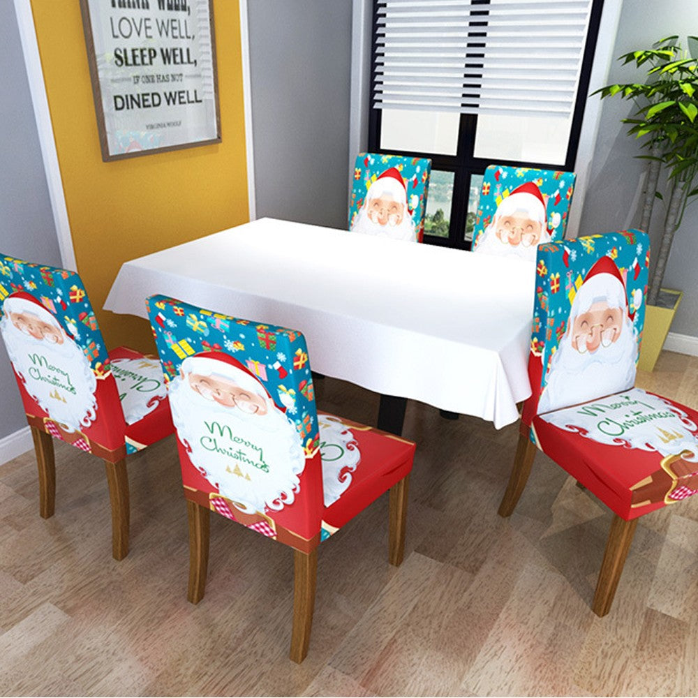 2 X Christmas Stretch Removable Washable Dining Chair Covers Seat Slipcovers Style 1