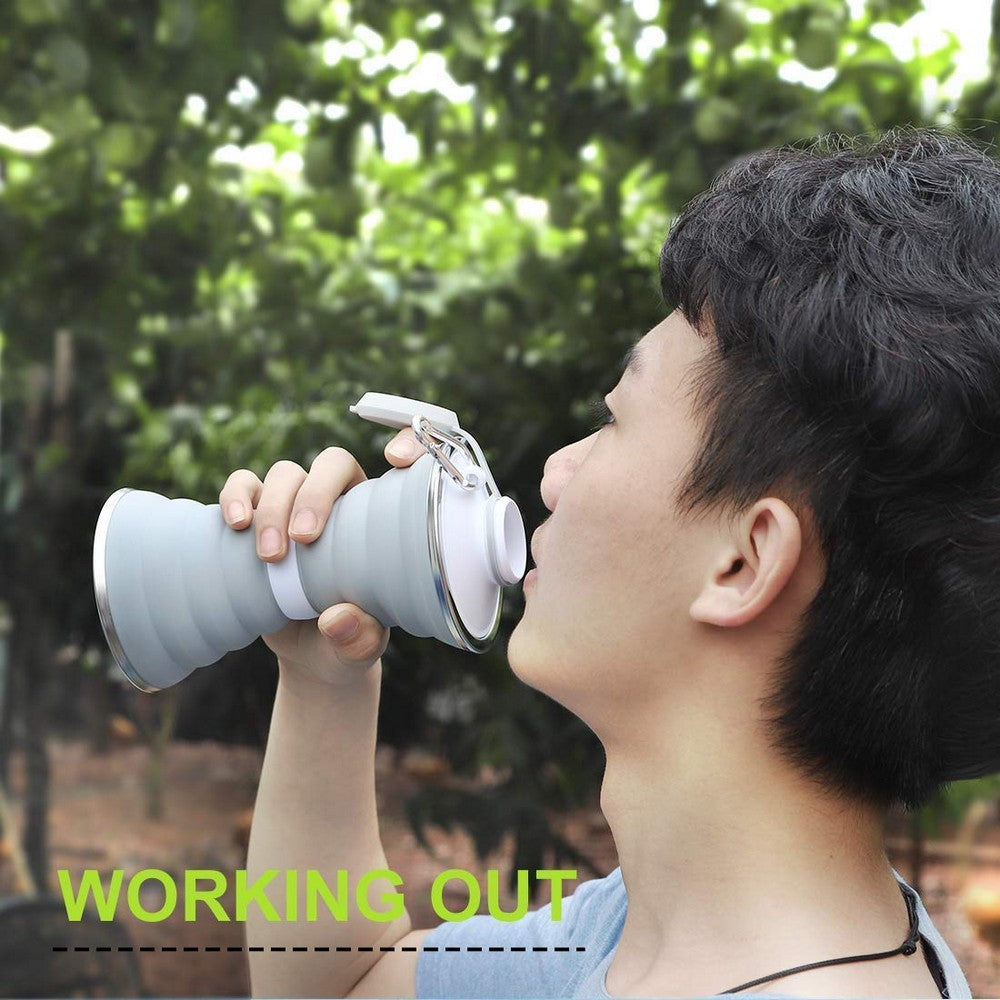500ml Silicone Collapsible Water Bottles Grey
