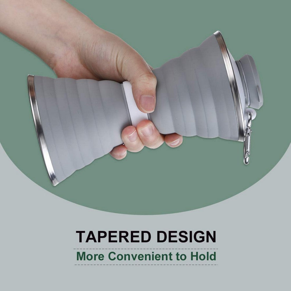 500ml Silicone Collapsible Water Bottles Grey