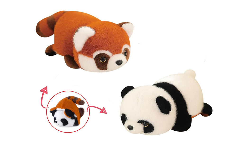 2-in-1 Raccoon to Panda Flip Plush Toy