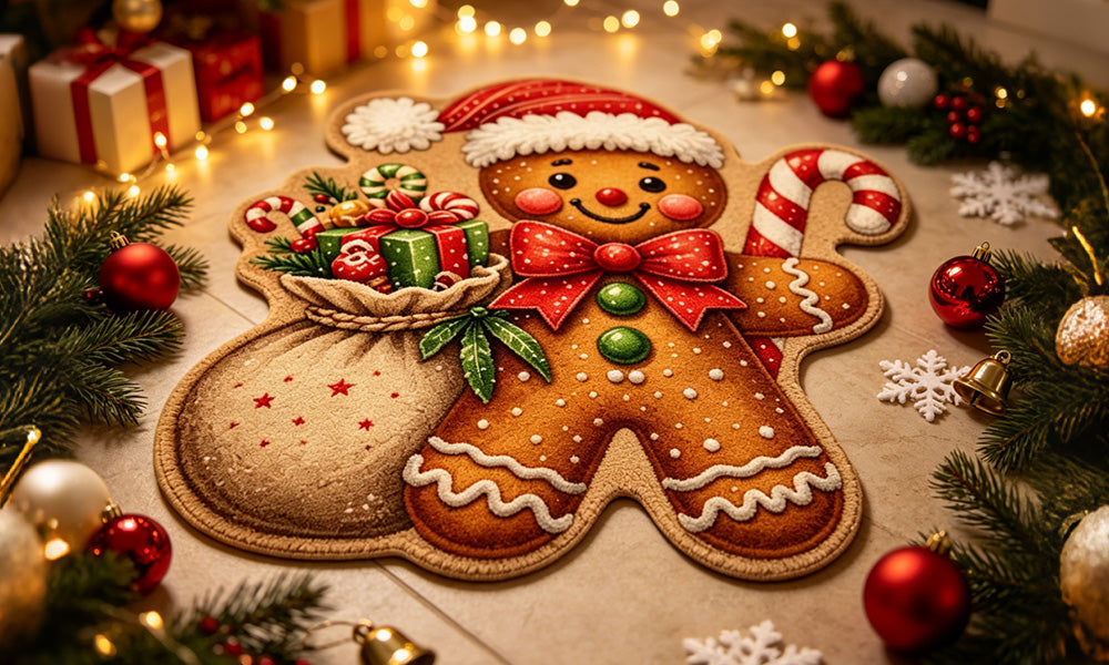 Soft Christmas Velvet Floor Mat with Non Slip Dot Backing