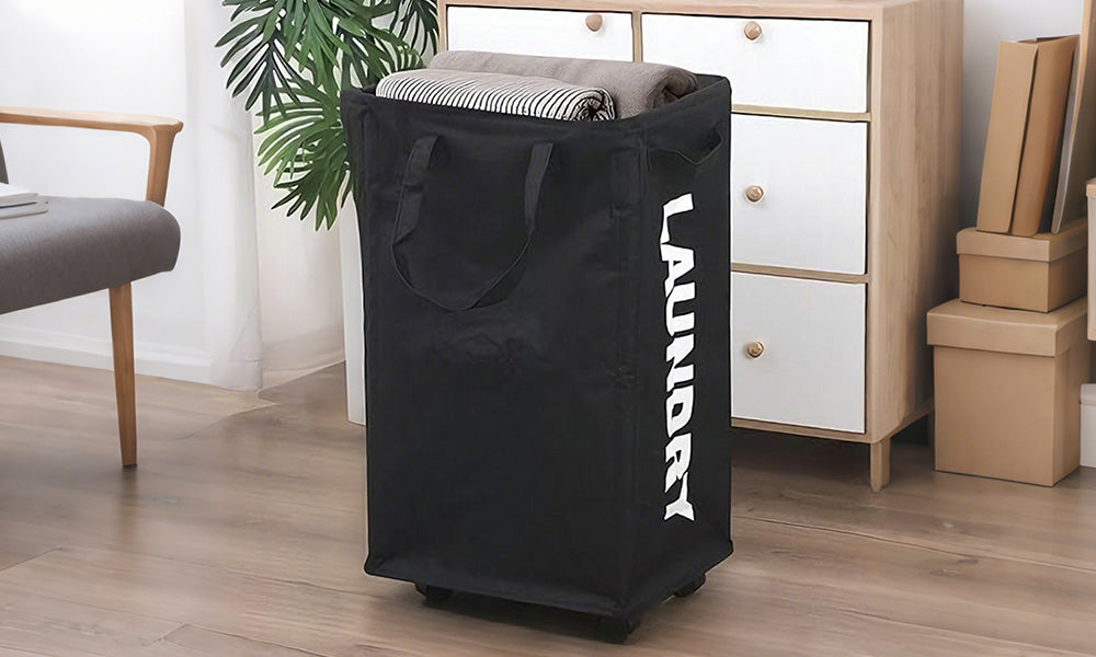 Rolling Narrow Tall Laundry Basket with Wheels for Bathroom and Laundry Room