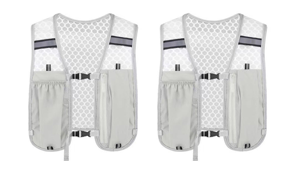 2Pcs Multi-Pocket Running Vest with Reflective Strip Cycling Run Backpack