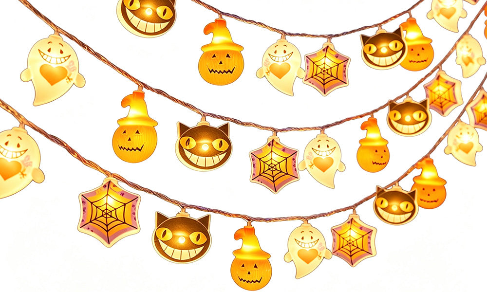USB Halloween Ghost LED String Lights 4 Point 5m 30 Bulbs Decoration