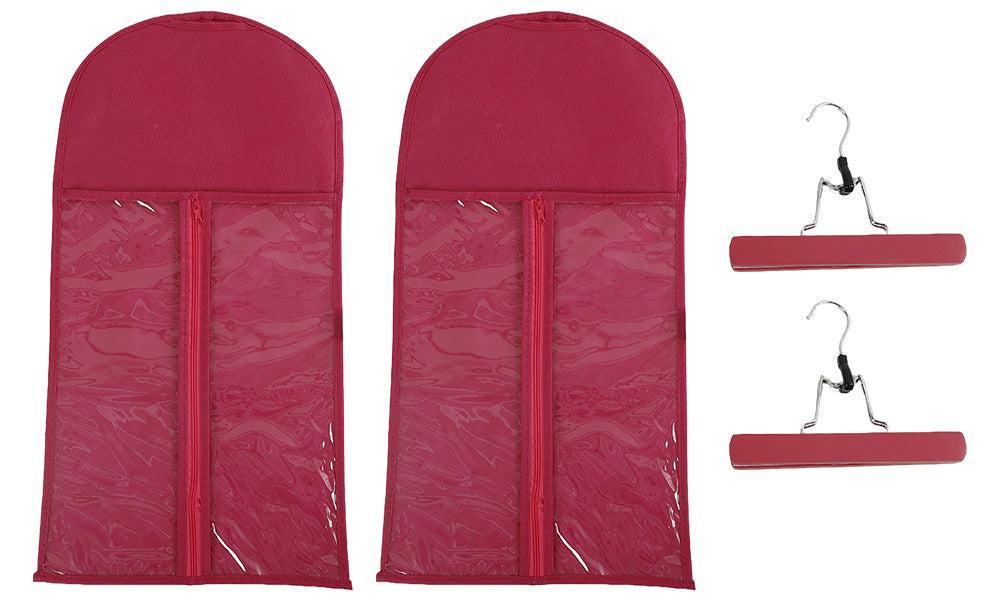 2 PCS Nonwoven Wig Storage Bags with Transparent Windows and Hanger