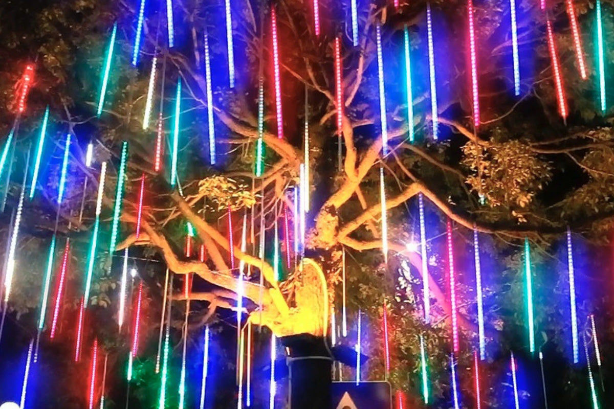 LED Meteor Shower Raindrop String Lights Solar Powered for Outdoor Decoration