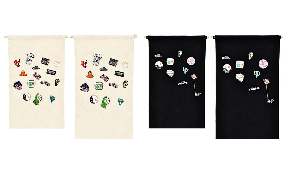 2 Piece Canvas Pin Badge Organizer Display Banners for Wall Hanging