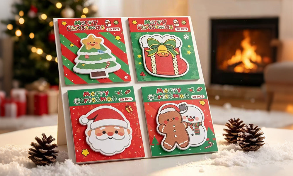 8/12 PCS Die Cut Christmas Sticky Notes with Repositionable Adhesive