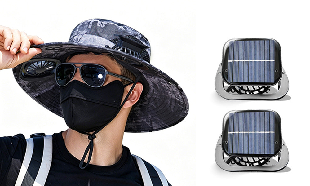 Solar Fan Hat Wide Brim Sun Hat with Cooling Fan for Outdoor Use