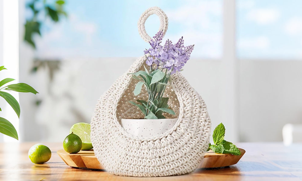 3Pcs Hanging Storage Basket Cotton Rope Vegetable Fruit Wall Organizer