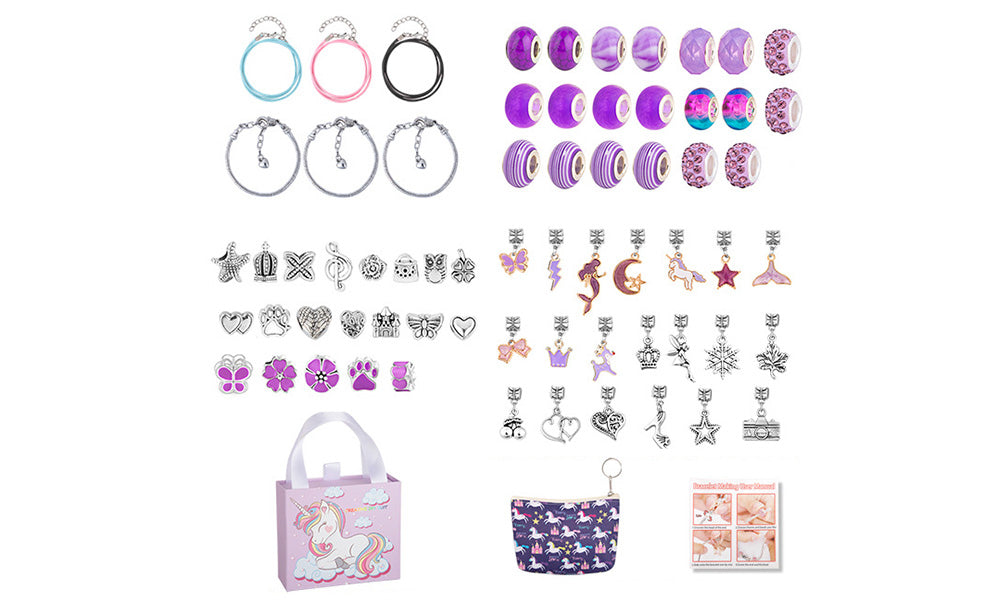 DIY Kids Bracelet Making Kit with Charms and Beads Jewelry Set for Girls Gifts