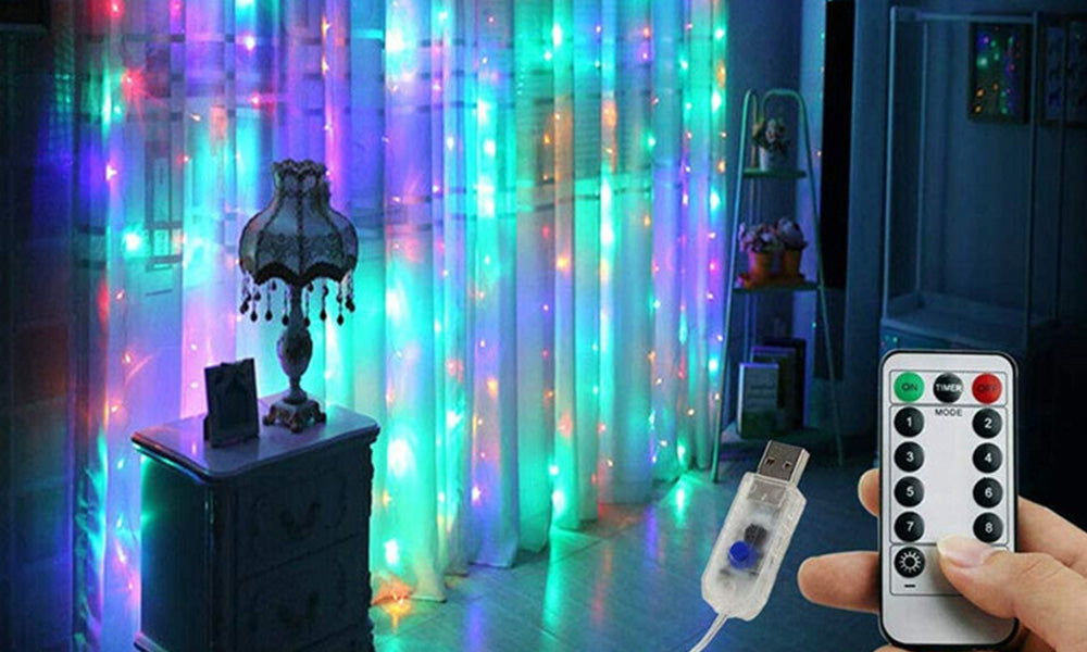 LED Copper Wire Solar Curtain String Lights for Outdoor and Indoor Use