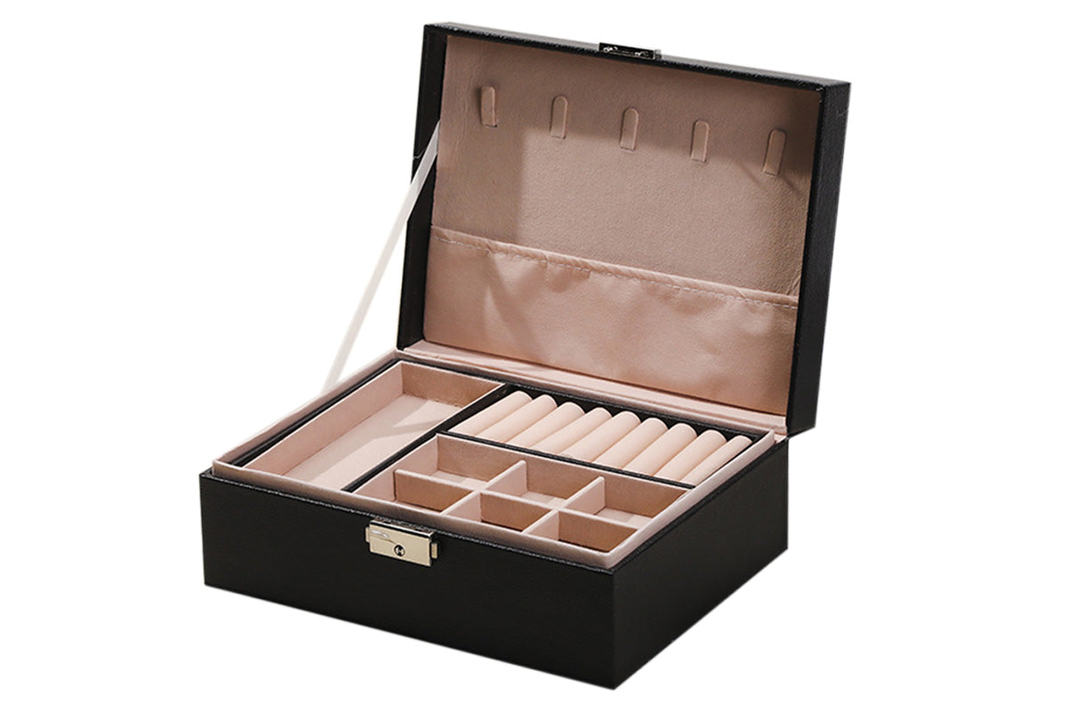 Jewellery Organiser Case Box Holder Storage Earring Ring Display with Lock and Key