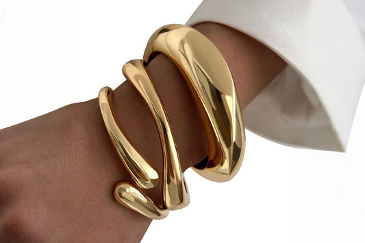 3Pcs Set Women Chunky Bangle Bracelets Wide Wrist Cuff Stackable Fashion Jewelry Gift