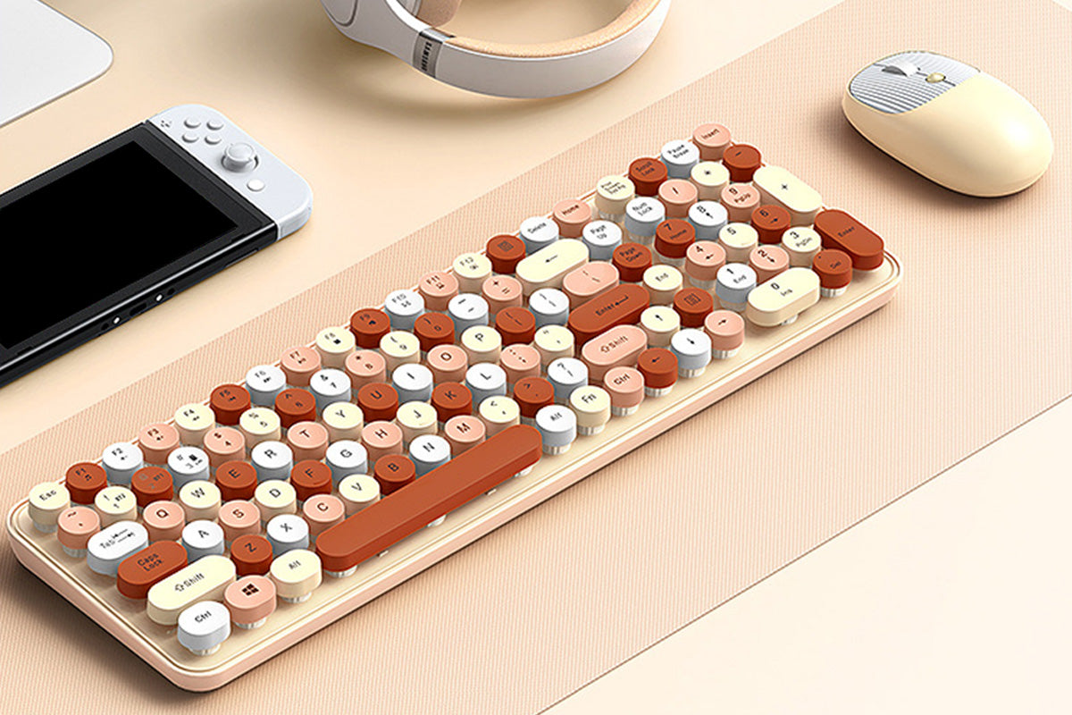 2.4GHz Wireless Keyboard And Mouse Combo With Round Key Caps