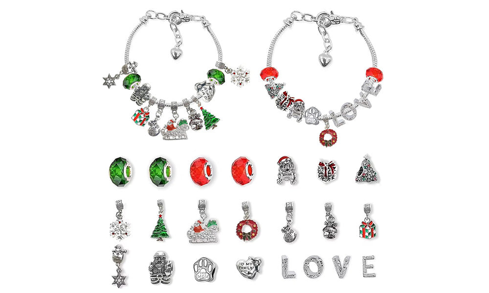24 Day Christmas Countdown Calendar DIY Bracelet Making Kit with Surprise Accessories