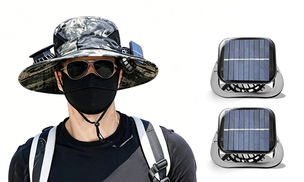 Solar Fan Hat Wide Brim Sun Hat with Cooling Fan for Outdoor Use