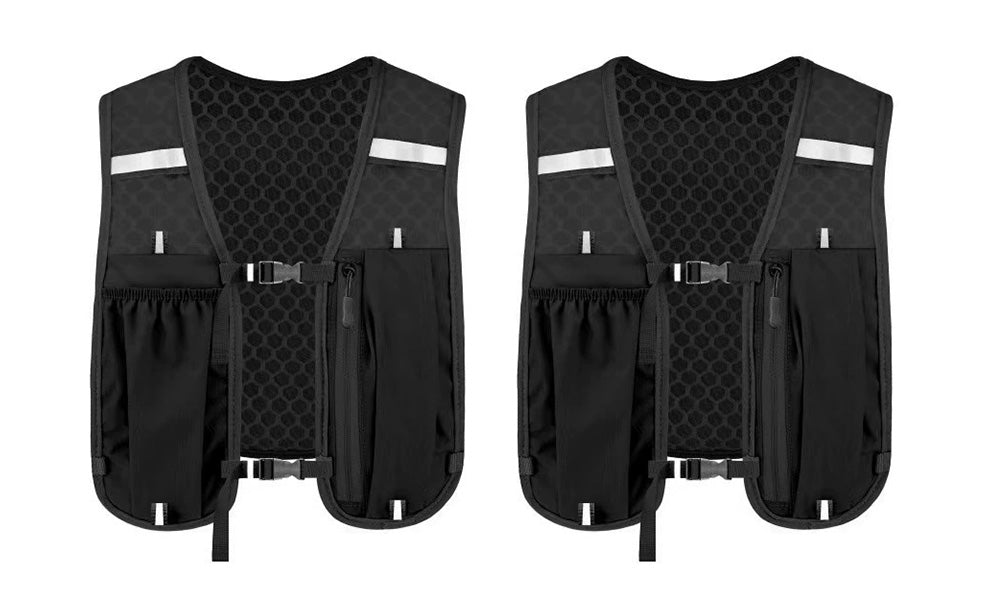 2Pcs Multi-Pocket Running Vest with Reflective Strip Cycling Run Backpack