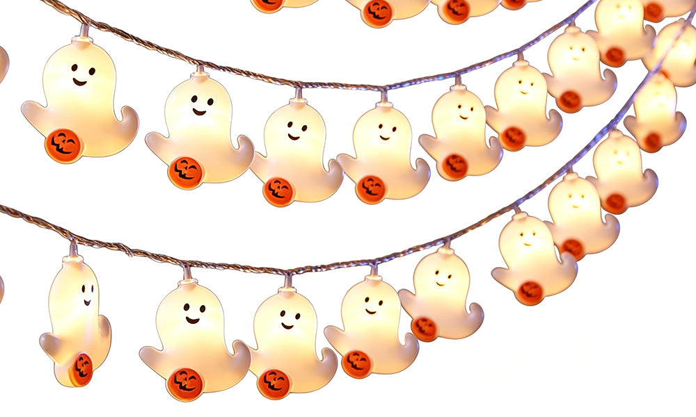 USB Halloween Ghost LED String Lights 4 Point 5m 30 Bulbs Decoration