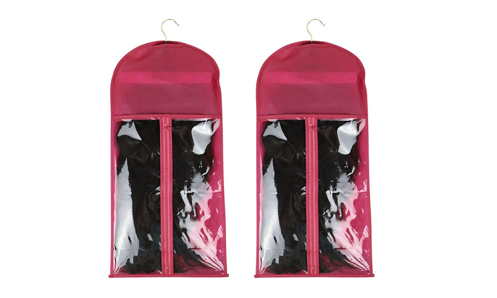 2 PCS Nonwoven Wig Storage Bags with Transparent Windows and Hanger