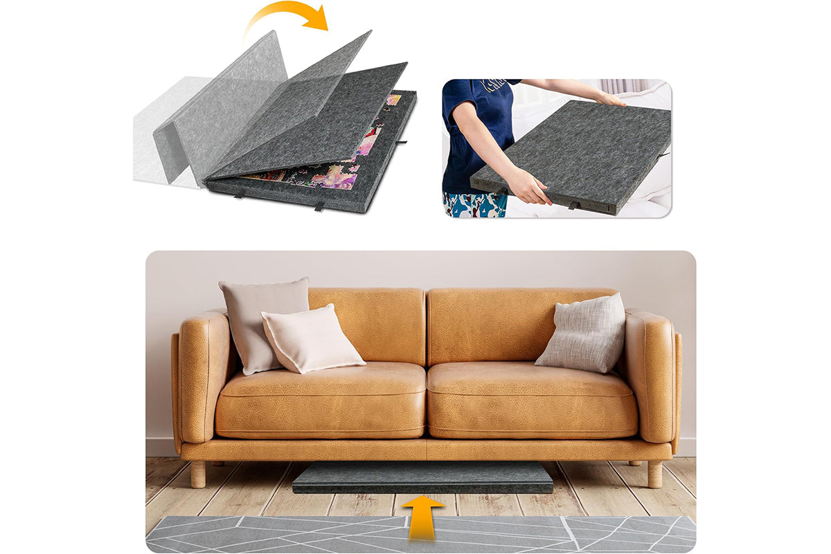 Puzzle Board with 6 Sliding Drawers Foldable Felt Puzzle Table Up to 1000 Pieces