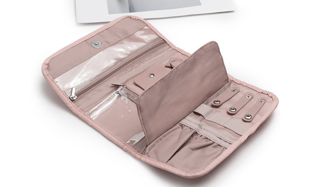 2 PCS Foldable Roll Up Earring and Jewelry Organizer Travel Bags