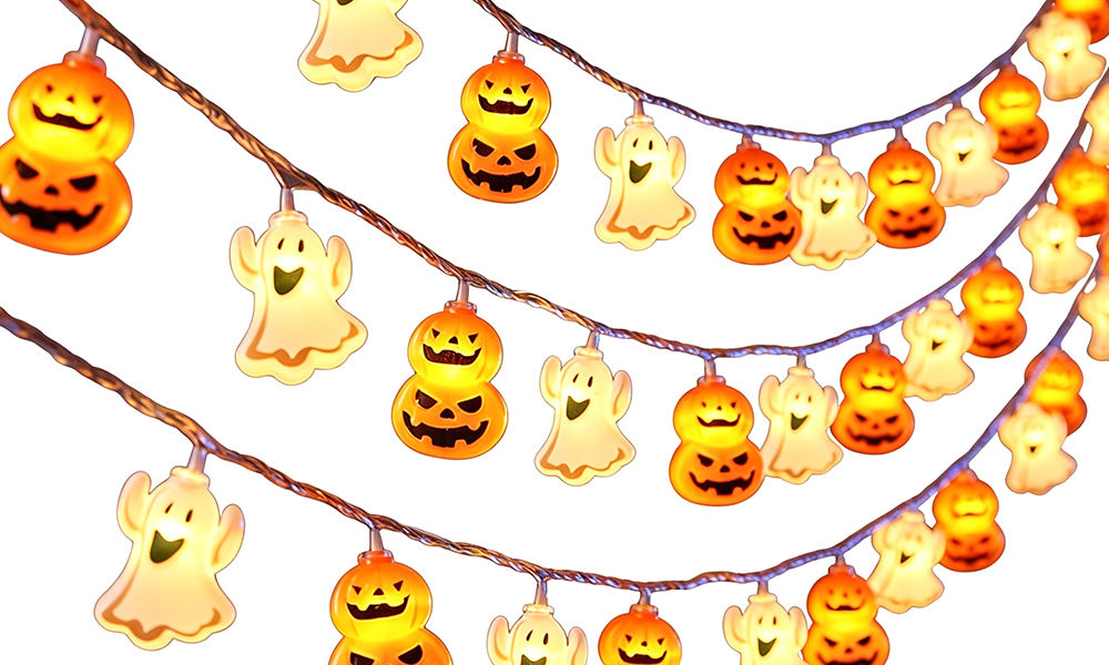 USB Halloween Ghost LED String Lights 4 Point 5m 30 Bulbs Decoration