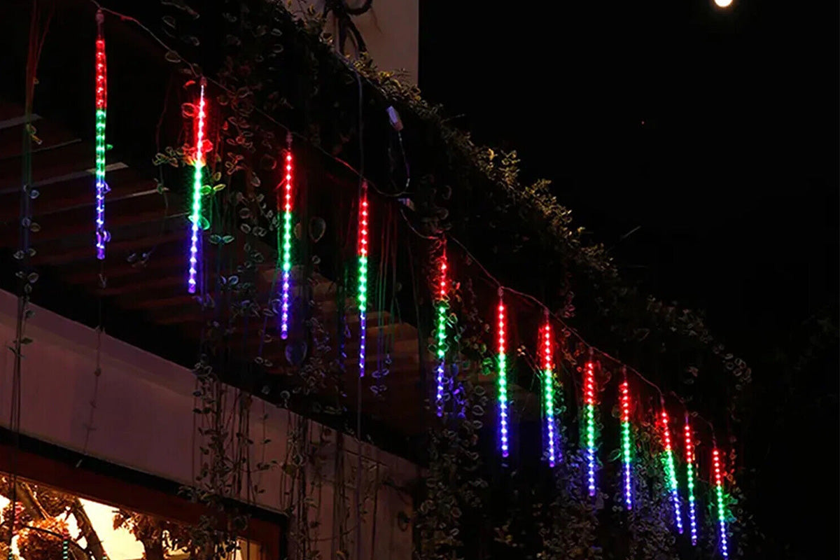 LED Meteor Shower Raindrop String Lights Solar Powered for Outdoor Decoration