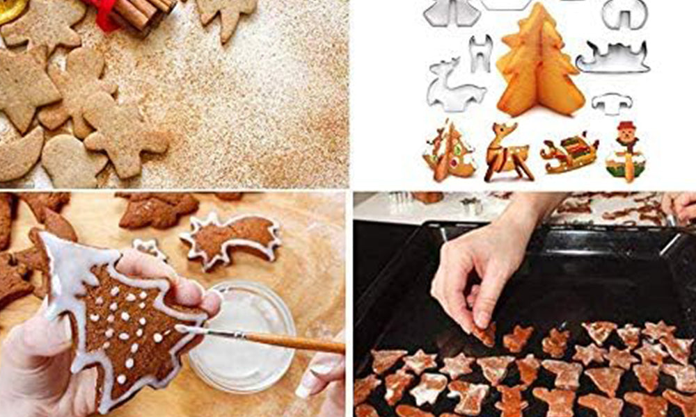 18PCS Stainless Steel 3D Christmas Cookie Cutter Set Gingerbread House Shapes