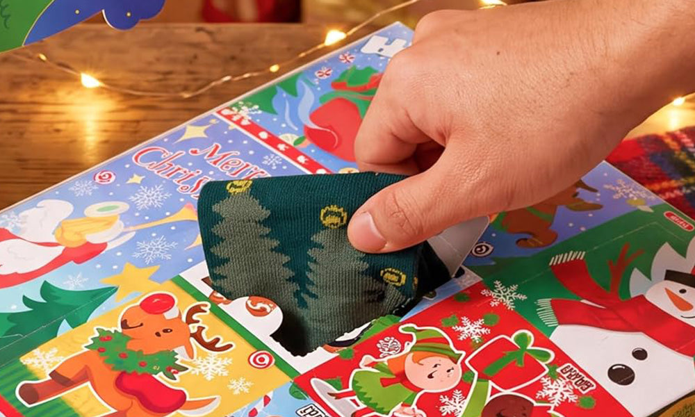 Christmas Advent Calendar with Cotton Mid Calf and Ankle Socks