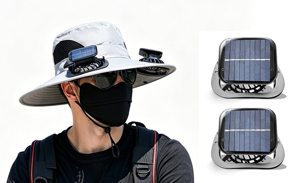 Solar Fan Hat Wide Brim Sun Hat with Cooling Fan for Outdoor Use