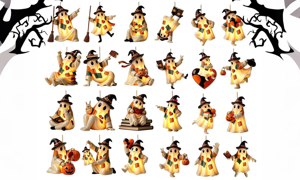 24 Day Halloween Ghost Countdown Calendar 2D Acrylic Collectible Decorations