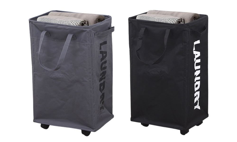 Rolling Narrow Tall Laundry Basket with Wheels for Bathroom and Laundry Room