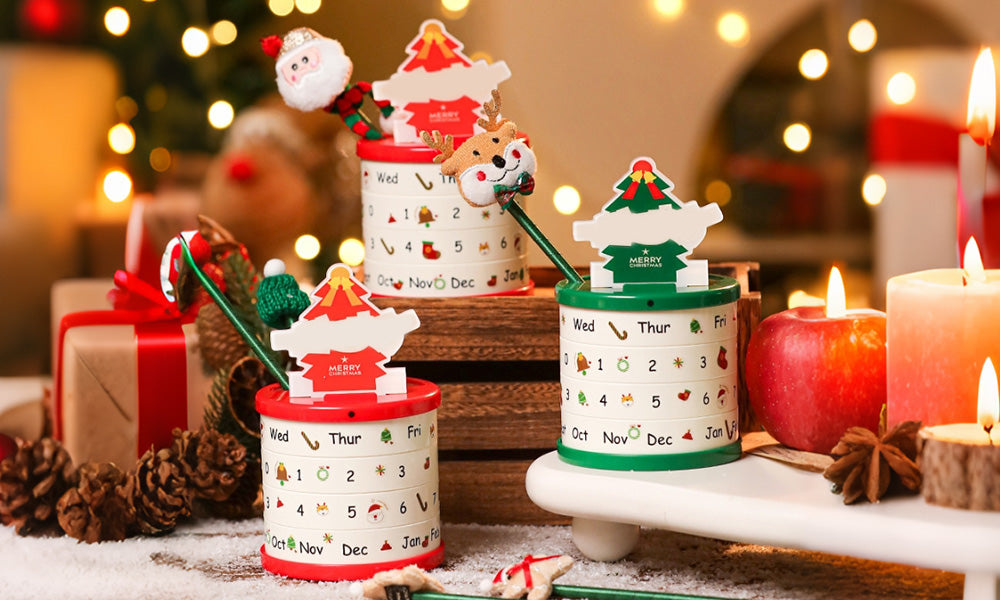 Christmas Apple Gift Box with Rotating Calendar and Storage Compartment